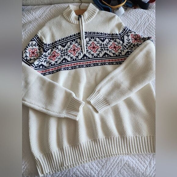 IZOD NAUTICAL sweater irish island style half zip coastal fisherman - Picture 10 of 11